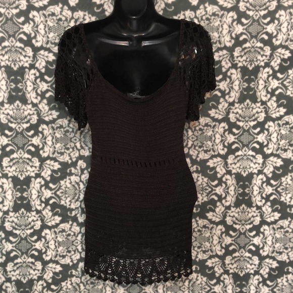 Tahari Arthur Levine Chocolate Brown Knit Top - Picture 4 of 11
